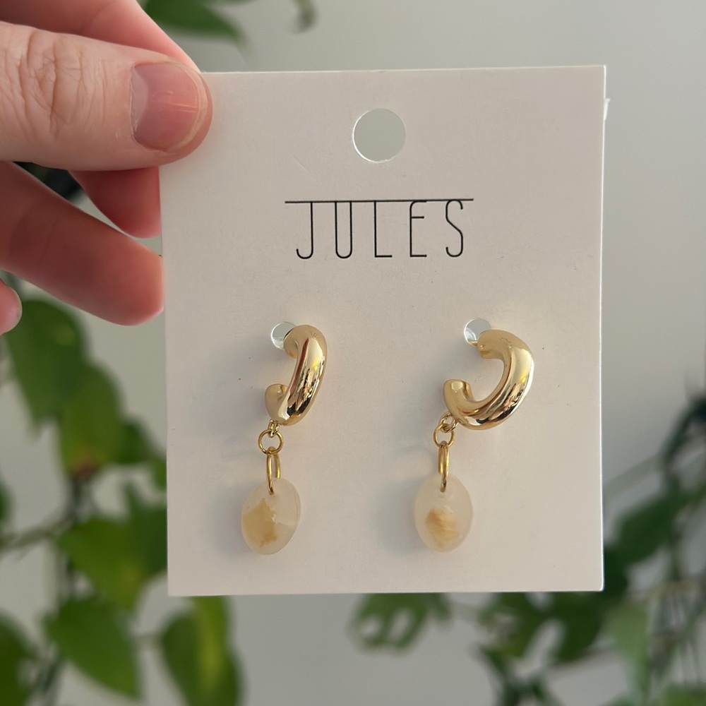 ✨NEW✨ Handmade gold + polymer charm hoop earrings